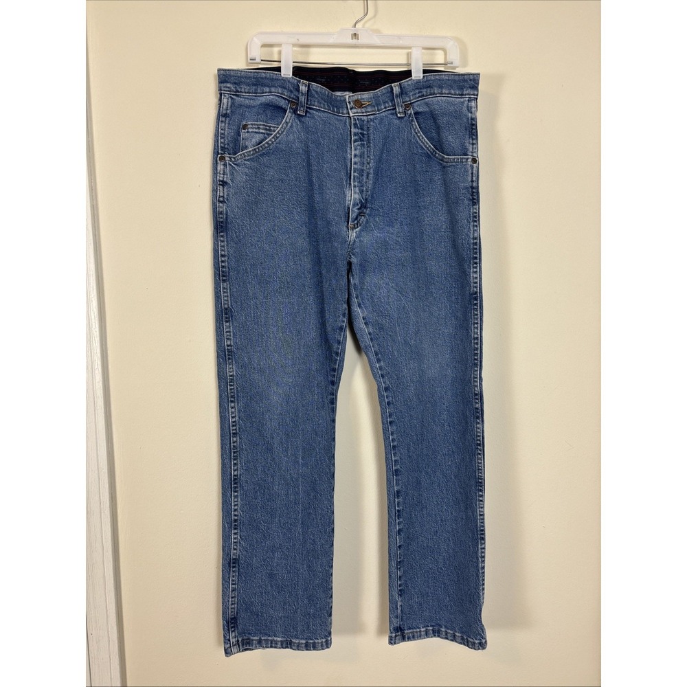 Wrangler Jeans Men's 36x29 Straight Leg Stretch Blue Denim Cowboy Workwear